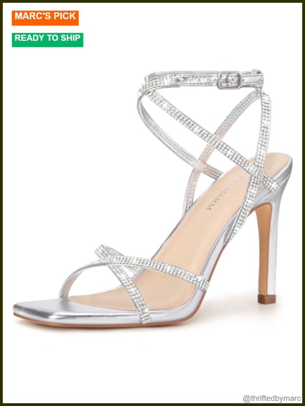 Women's Strappy Square Toe Stiletto Heels Ankle Strap Sandals
